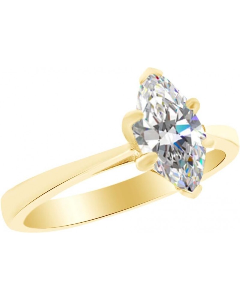 Marquise Cut White Cubic Zirconia Solitaire Wedding Ring in 925 Sterling Silver (0.85 cttw) yellow-gold-plated-silver $46.53 ...