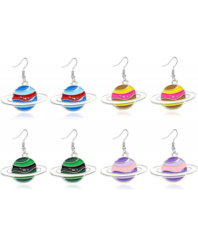 Planet Dangle Drop Earrings for Women Cut Star Universe Series Galaxy Earrings Enamel Saturn Earrings 4 Pairs Set $4.58 Earrings