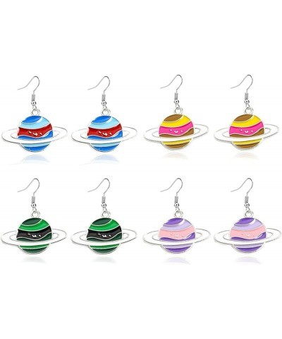 Planet Dangle Drop Earrings for Women Cut Star Universe Series Galaxy Earrings Enamel Saturn Earrings 4 Pairs Set $4.58 Earrings