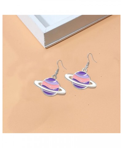 Planet Dangle Drop Earrings for Women Cut Star Universe Series Galaxy Earrings Enamel Saturn Earrings 4 Pairs Set $4.58 Earrings