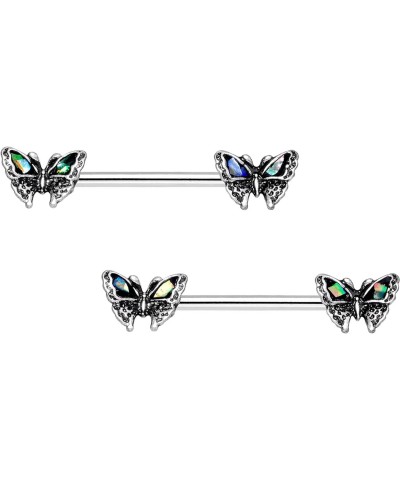 14G Vintage Butterfly Nipple Bars 316L Surgical Steel Nipple Piercing Barbells 14mm Nipple Bar Piercings Nipple Rings for Wom...