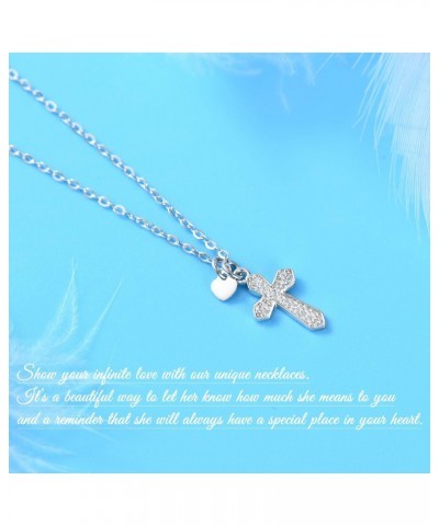 First Baptism Gift Girl, Sterling Silver Cross Heart Necklace for Women, First Communion Gifts, Christian Baptism, LDS Gift, ...