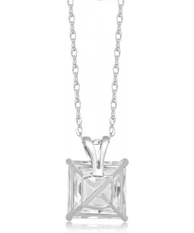 10K Yellow or White Gold 6 MM (1 Cttw), 7 MM (1.5 Cttw) & 7.5MM (2.0 Cttw) Princess Cut Cubic Zirconia Solitaire Pendant Neck...