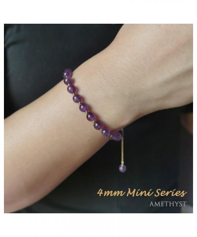 6mm Quartz Crystal Beads Bracelet for Women, Natural Gemstone Birthday Gift, OT Toggle Clasp Easy Adjustable 7.4 Amethyst 7.4...