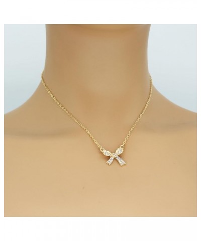 Dainty Bow Necklace Gold Silver Bow Tie Pendant Choker Necklace for Women and Girls Simple Chain Fashion Bowknot Necklace Jew...