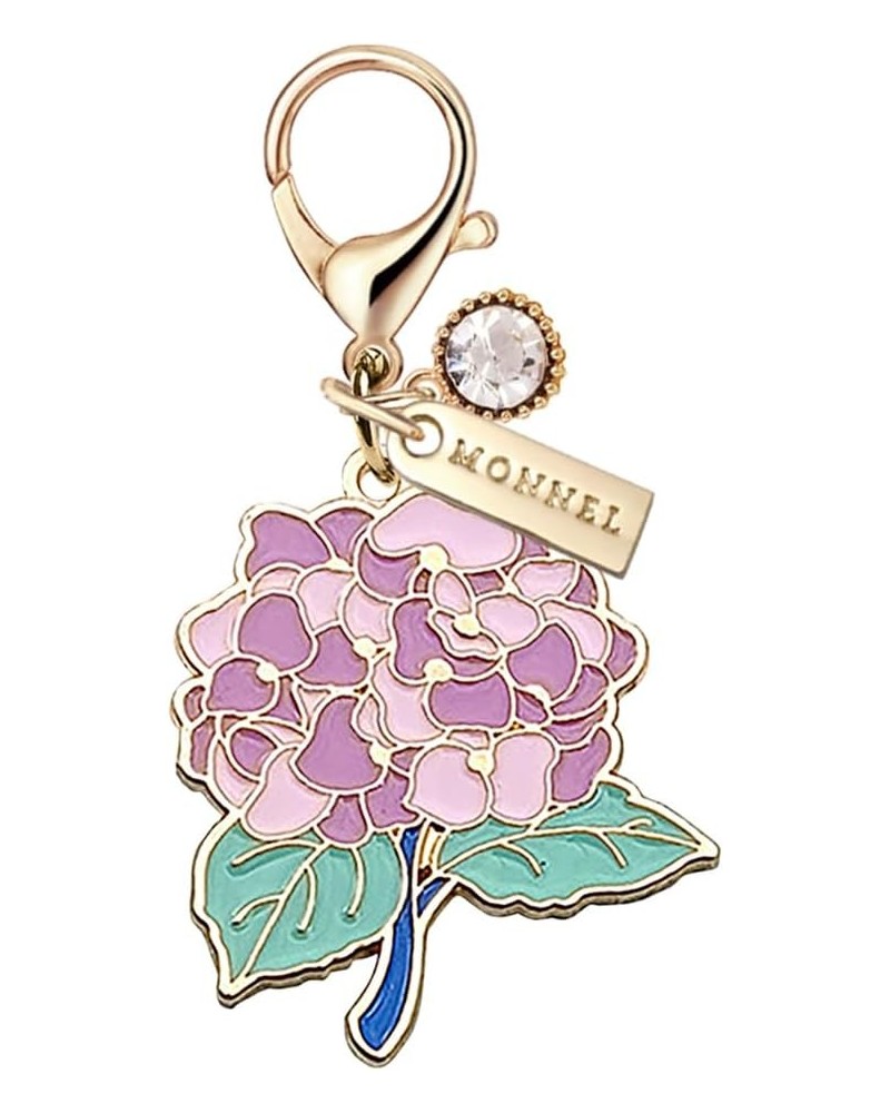 MC396 Big Hydrangea Flower Lobster Clasp Charm for Women Girls with Velvet Bag (Purple,1 Piece) $7.69 Bracelets