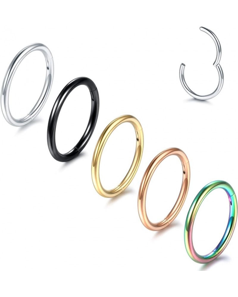 14G 16G 18G 20G Nose Ring Hoop Stainless Steel Hinged Segment Ring Hoop Nose Clicker Ring Tragus Helix Cartilage Daith Rook E...