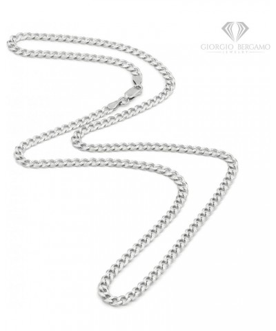 925 Italian Sterling Silver 2.5mm - 10.5mm Solid Cuban Diamond Cut Chain, ITProLux Curb Link Pave Necklace 4mm $23.51 Necklaces