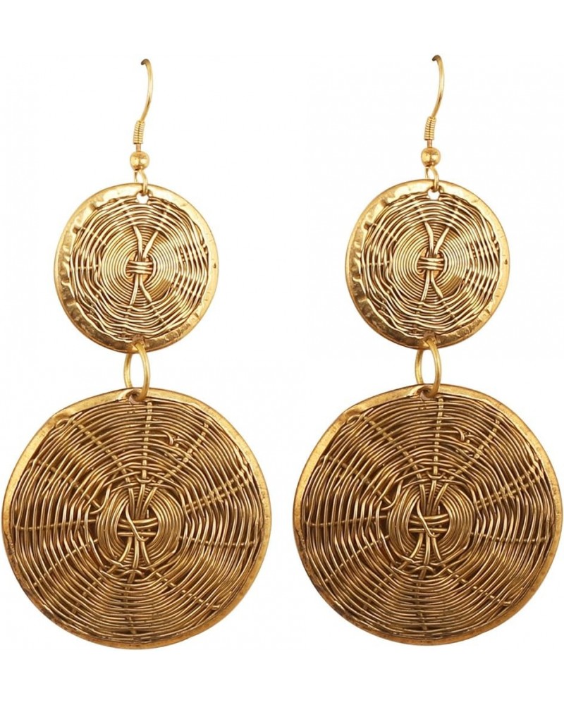 Indian Finely Handcrafted Basket Weave Wire Concentric Pretty Artisan Designer Jewelry Earrings for Women. Gold 01 $11.59 Ear...