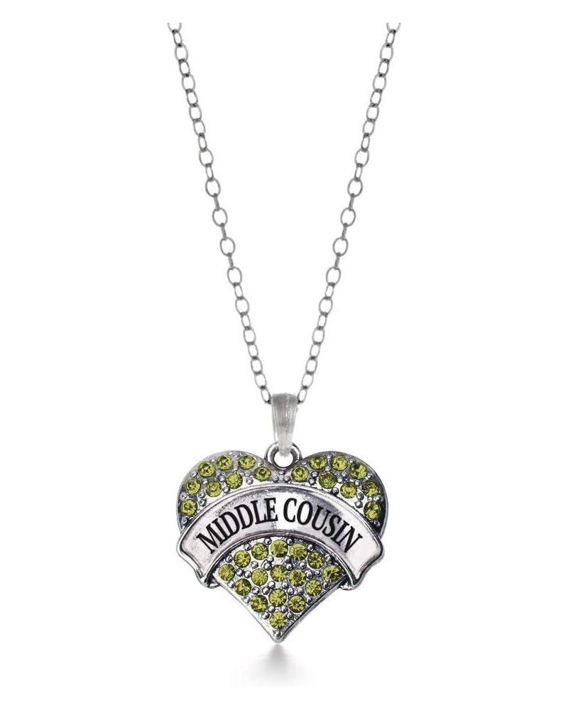 Silver Pave Heart Charm 18 Inch Necklace with Cubic Zirconia Jewelry Middle Cousin Green $11.99 Necklaces