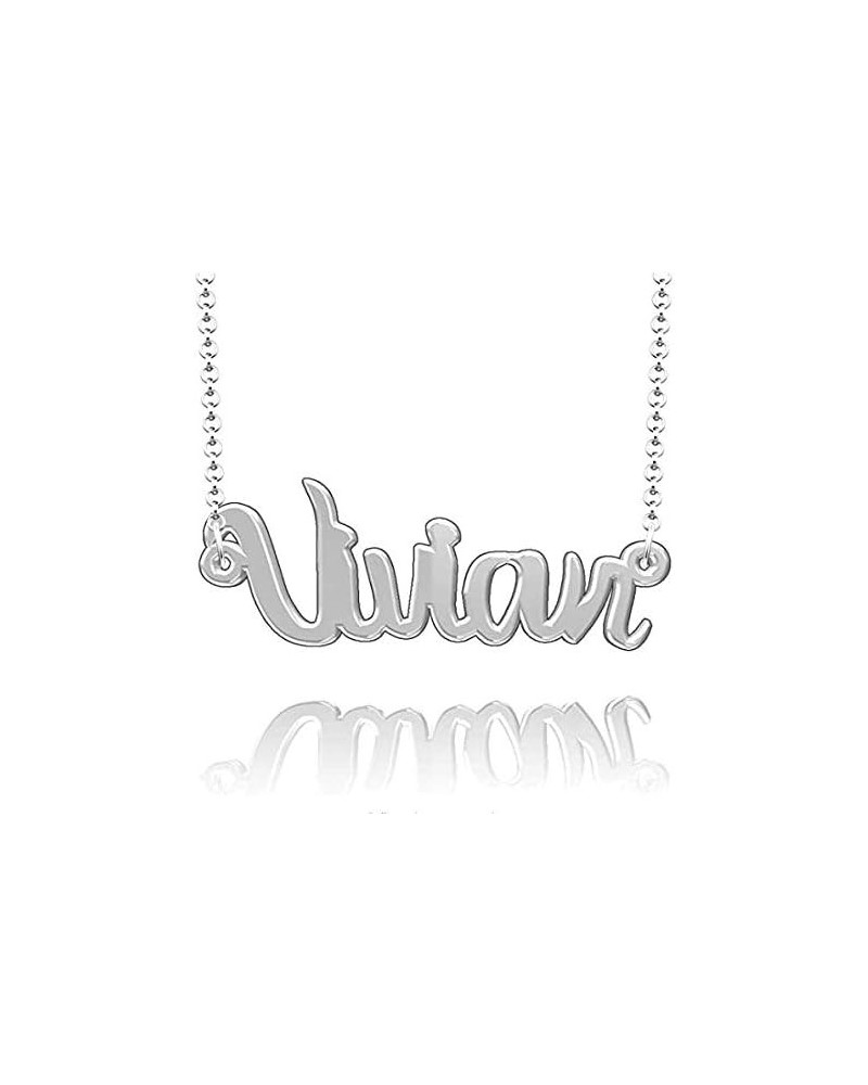 Personalized Name Necklace Custom Made Pendant Gold Plated Letter Necklaces Chain Jewelry Gift For Women Vivian Silver $7.13 ...