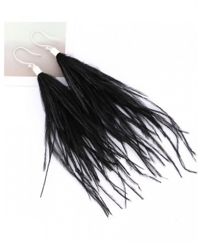 Feather Earring For Women Long Dangle Earring Feather Elegant Thread Feather Jewelry for Gift Winter Party Bohemian Black $9....