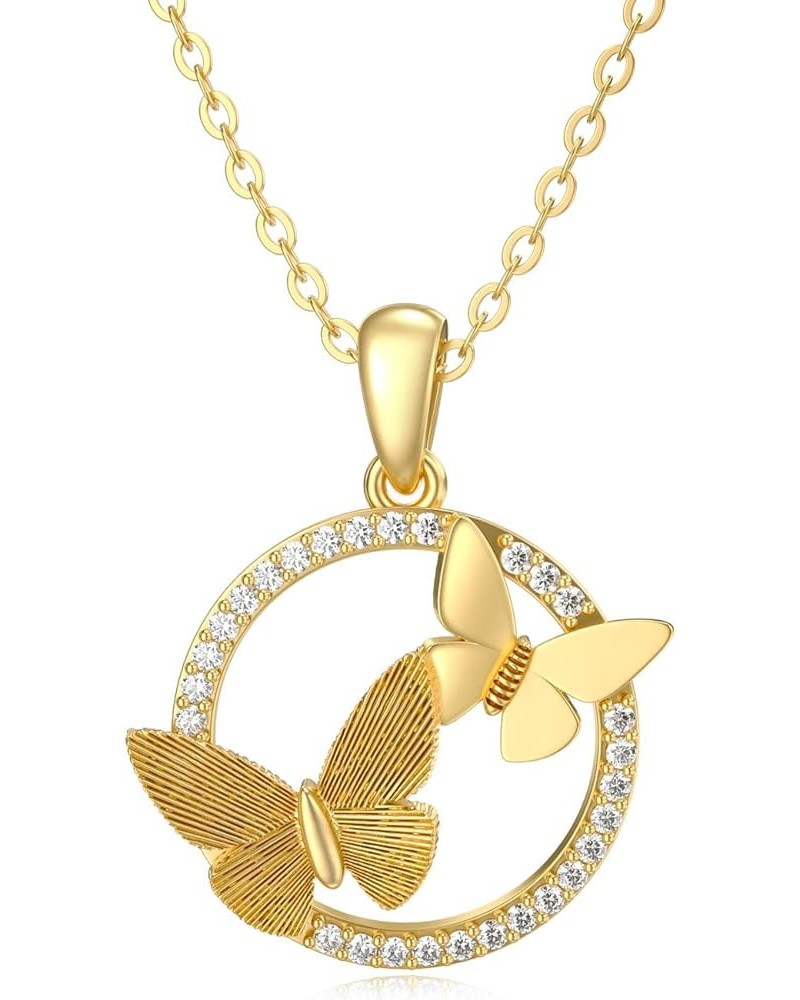 10K 14K 18K Real Gold Butterfly Necklace with Moissanite, Butterfly Pendant Necklace Jewelry Gift for Mother Wife Girlfriend ...