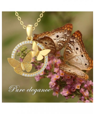 10K 14K 18K Real Gold Butterfly Necklace with Moissanite, Butterfly Pendant Necklace Jewelry Gift for Mother Wife Girlfriend ...