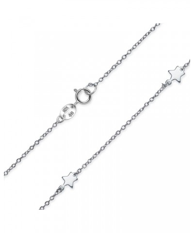 Dainty Thin Station Chain Celestial American USA Patriotic Rock Mini Multi Star Necklace For Women For Teen .925 Sterling Sil...