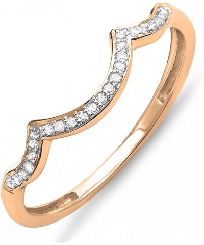 0.10 Carat (ctw) Round White Diamond Stackable Wedding Contour Band in 10K Gold 8.5 Rose Gold $84.48 Bracelets