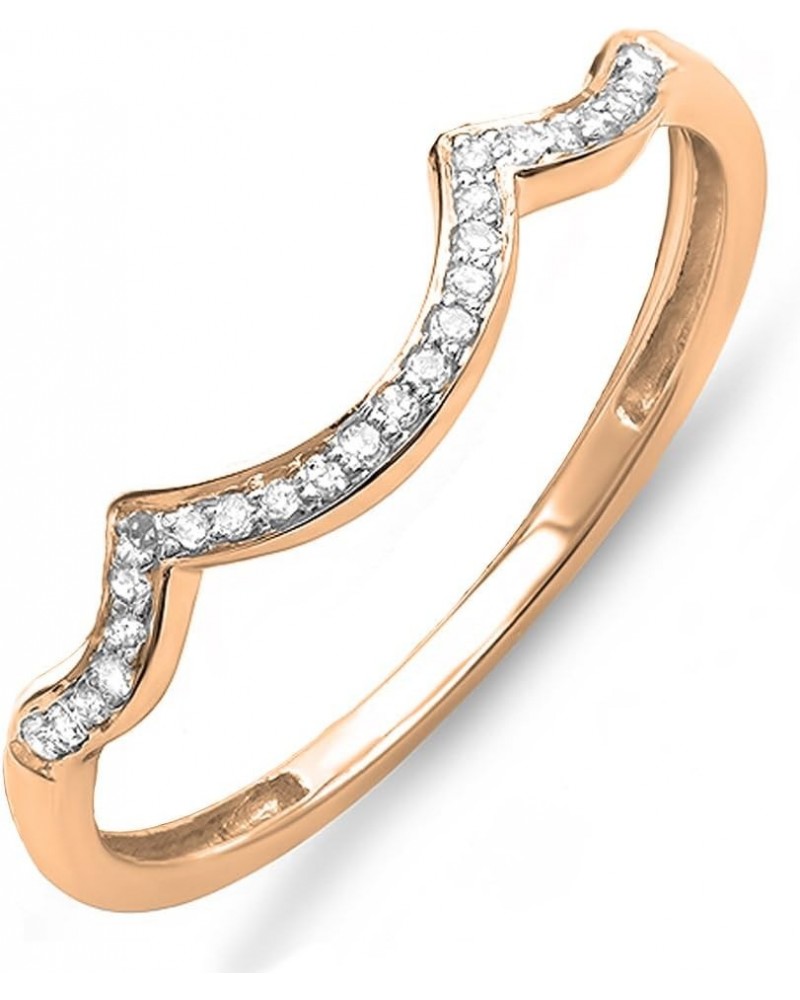 0.10 Carat (ctw) Round White Diamond Stackable Wedding Contour Band in 10K Gold 8.5 Rose Gold $84.48 Bracelets