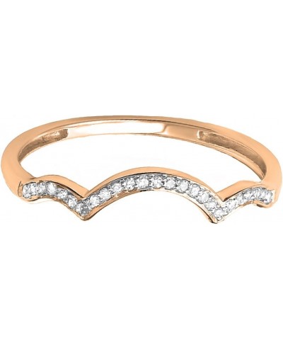 0.10 Carat (ctw) Round White Diamond Stackable Wedding Contour Band in 10K Gold 8.5 Rose Gold $84.48 Bracelets