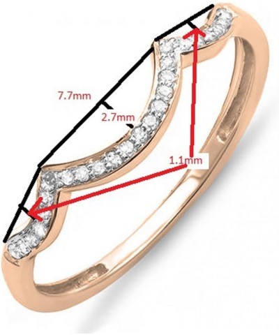 0.10 Carat (ctw) Round White Diamond Stackable Wedding Contour Band in 10K Gold 8.5 Rose Gold $84.48 Bracelets