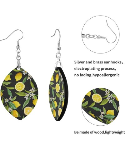 Lemon Black Background Dangle Earrings for Women Girls Wood Earring, Waterdrop Shape waterdrop $8.24 Earrings