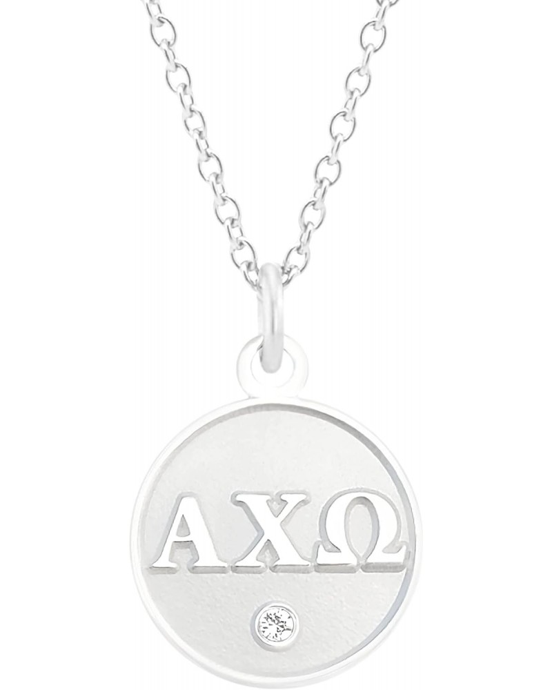 Alpha Chi Omega Sorority Lavalier Necklace - AXO - Silver $11.48 Necklaces