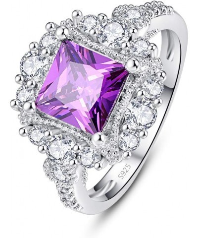 Women's Statement Rings Girls Fashion Jewelry 925 Sterling Silver Created Amethyst Filled Cluster Flower Ring D-Purple $6.11 ...