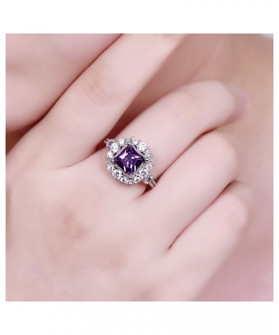 Women's Statement Rings Girls Fashion Jewelry 925 Sterling Silver Created Amethyst Filled Cluster Flower Ring D-Purple $6.11 ...