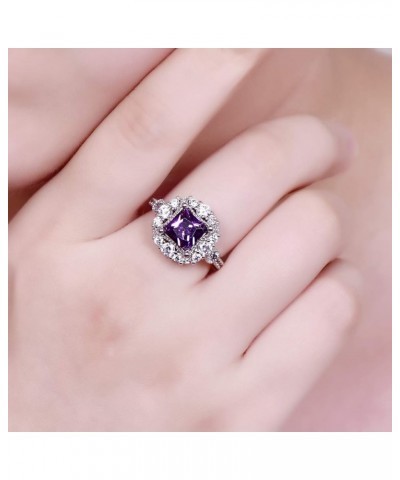 Women's Statement Rings Girls Fashion Jewelry 925 Sterling Silver Created Amethyst Filled Cluster Flower Ring D-Purple $6.11 ...