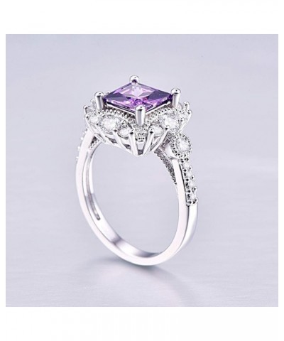 Women's Statement Rings Girls Fashion Jewelry 925 Sterling Silver Created Amethyst Filled Cluster Flower Ring D-Purple $6.11 ...