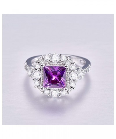 Women's Statement Rings Girls Fashion Jewelry 925 Sterling Silver Created Amethyst Filled Cluster Flower Ring D-Purple $6.11 ...