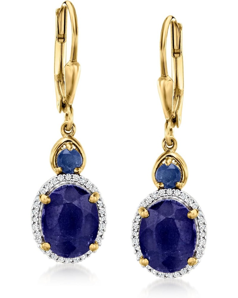 4.80 ct. t.w. Sapphire and .17 ct. t.w. Diamond Drop Earrings in 18kt Gold Over Sterling $99.00 Earrings