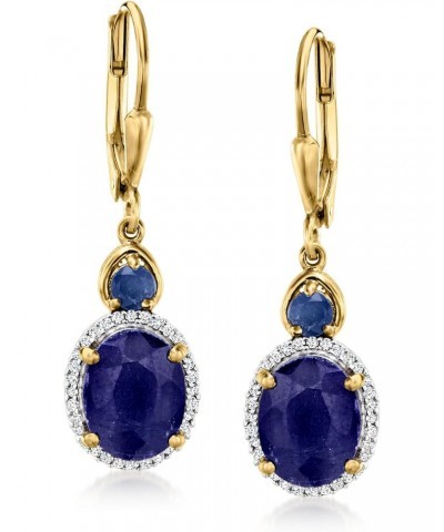 4.80 ct. t.w. Sapphire and .17 ct. t.w. Diamond Drop Earrings in 18kt Gold Over Sterling $99.00 Earrings