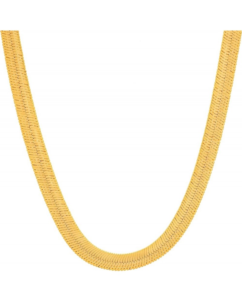 5mm Flexible Herringbone Chain Necklace 24k Real Gold Plated 30 inches Gold $35.98 Necklaces