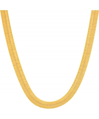 5mm Flexible Herringbone Chain Necklace 24k Real Gold Plated 30 inches Gold $35.98 Necklaces