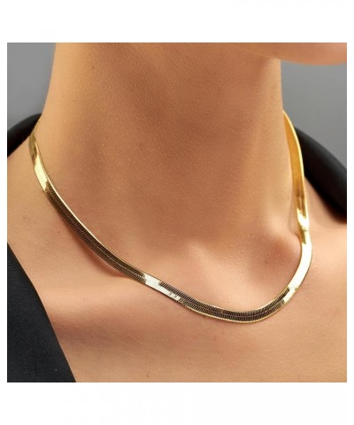 5mm Flexible Herringbone Chain Necklace 24k Real Gold Plated 30 inches Gold $35.98 Necklaces