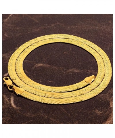 5mm Flexible Herringbone Chain Necklace 24k Real Gold Plated 30 inches Gold $35.98 Necklaces