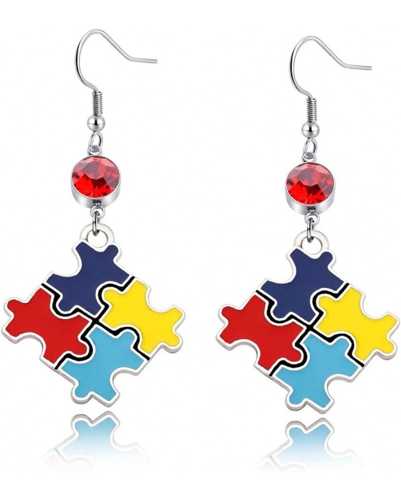 Autism Awareness Earrings Keychain Bracelet Autism Gift Colorful Puzzle Piece Necklace Autism Jewelry Gift for Autism Friend ...