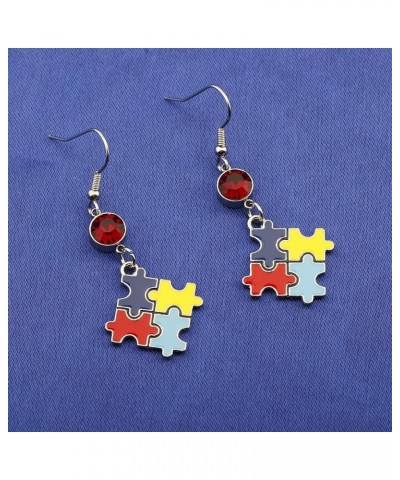 Autism Awareness Earrings Keychain Bracelet Autism Gift Colorful Puzzle Piece Necklace Autism Jewelry Gift for Autism Friend ...