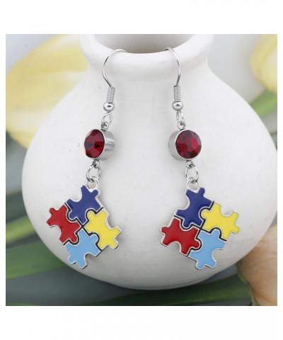 Autism Awareness Earrings Keychain Bracelet Autism Gift Colorful Puzzle Piece Necklace Autism Jewelry Gift for Autism Friend ...