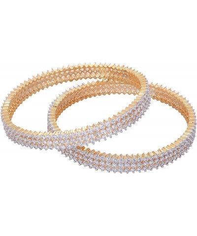 CZ Zirconia Gold Tone Green Diamond Elegant Bollywood Indian Bangles Jewelry Women White 2.11 Inches $13.54 Bracelets