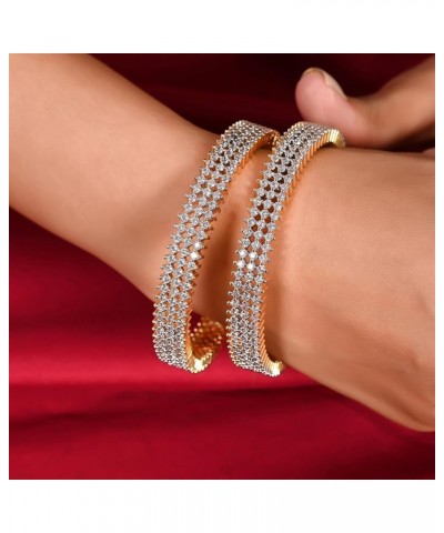 CZ Zirconia Gold Tone Green Diamond Elegant Bollywood Indian Bangles Jewelry Women White 2.11 Inches $13.54 Bracelets