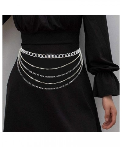 Women's Sparkly Body Chains Silver Rhinestone Waist Chain Belly Body Chains Fashion Waist Jewelry $10.19 Body Jewelry