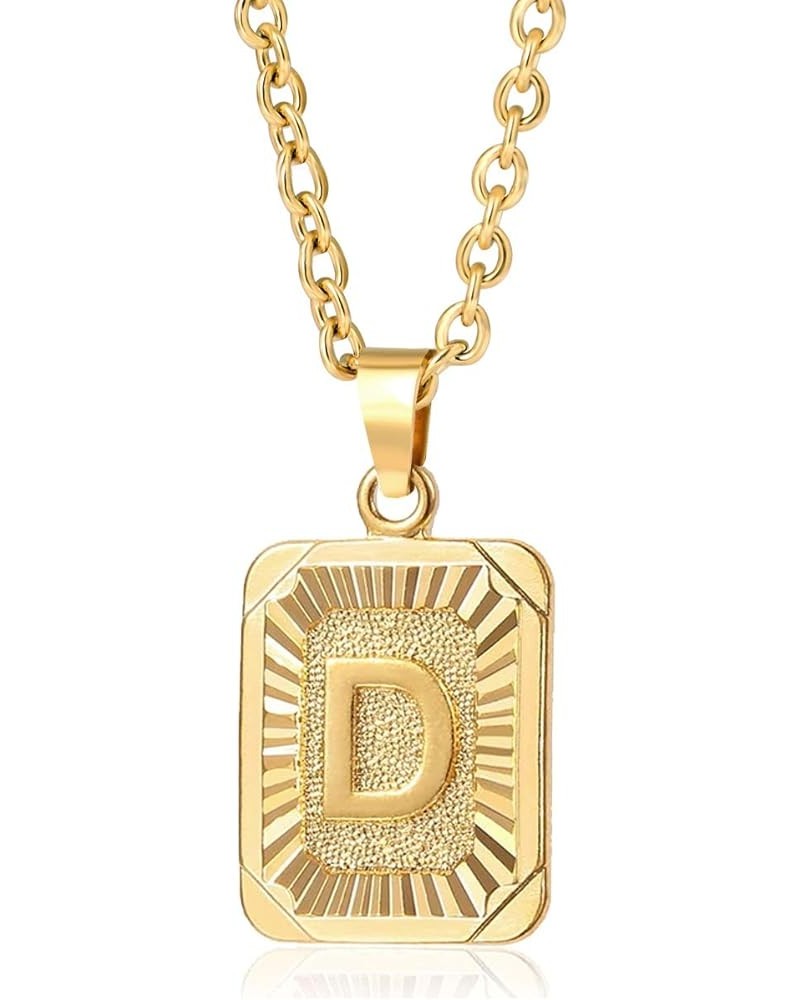 Initial Pendant Necklace 18K Gold Plated Stainless Steel Letter Necklace Personalizd Name Necklace for Women Gold D $8.15 Nec...