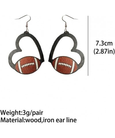 Wooden Sports Ball Earrings, Heart Drop Dangle Earring Baseball Basketball Volleyball Football Earrings Sports Fans Players J...