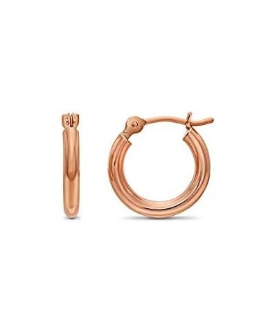 14K Rose Gold Classic Shiny Polished Round Hoop Earrings, 2mm tube 13mm (0.5 inch) $33.60 Earrings