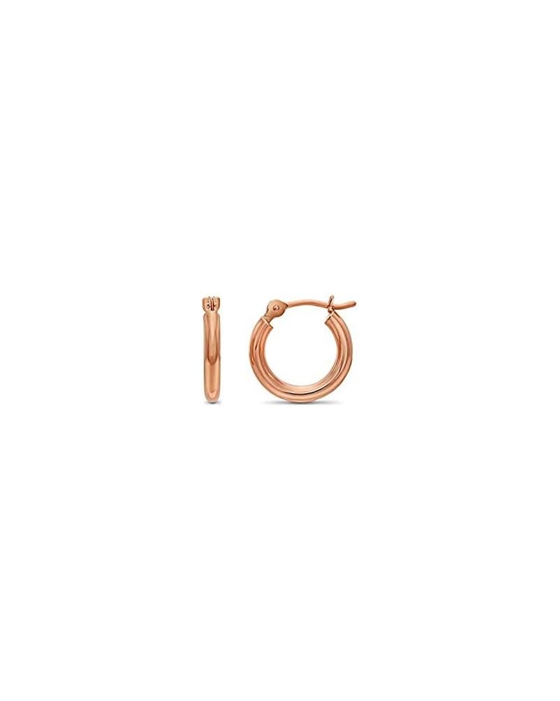 14K Rose Gold Classic Shiny Polished Round Hoop Earrings, 2mm tube 13mm (0.5 inch) $33.60 Earrings