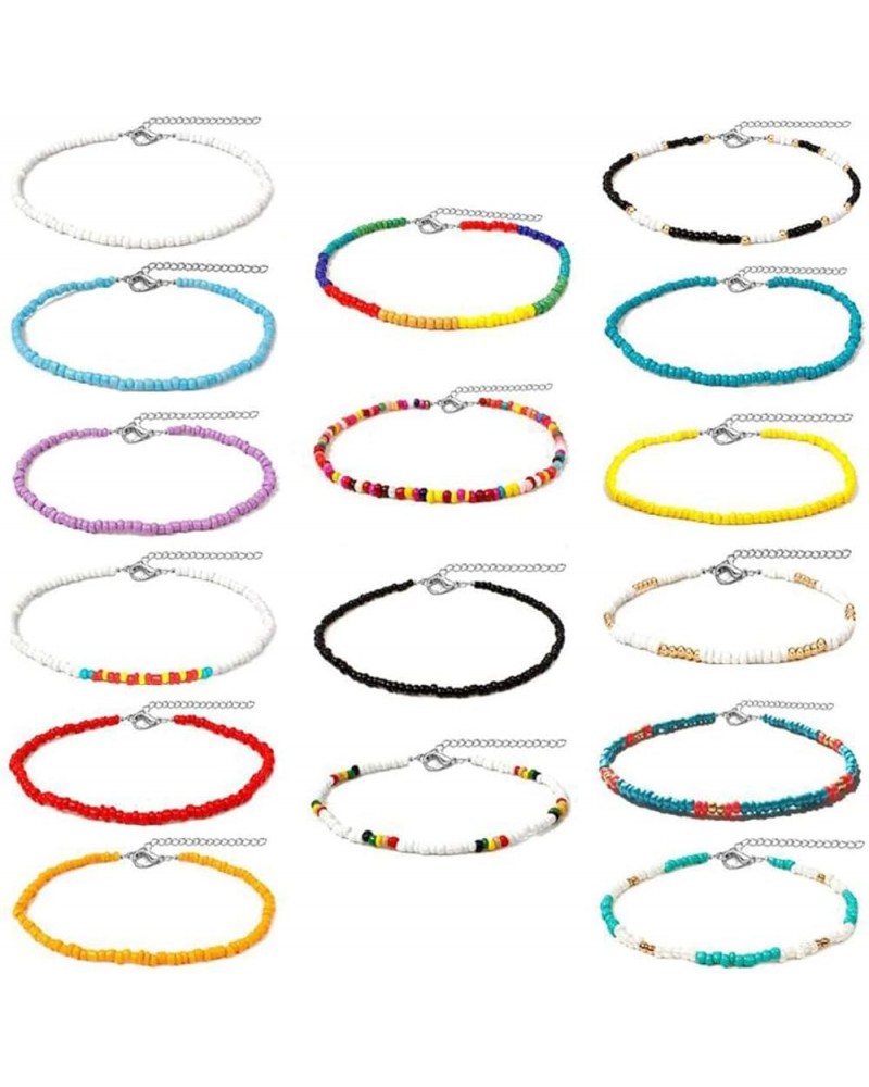 10PC Colorful Beads Choker Necklace for Women Girls Boho Beaded Glamour Choker Jewelry Colours-16PC $8.50 Necklaces