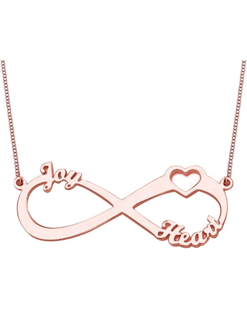 Personalized 925 Sterling Silver Infinity Necklaces with Heart Custom Made Gfit For Her Rose Gold $17.00 Necklaces