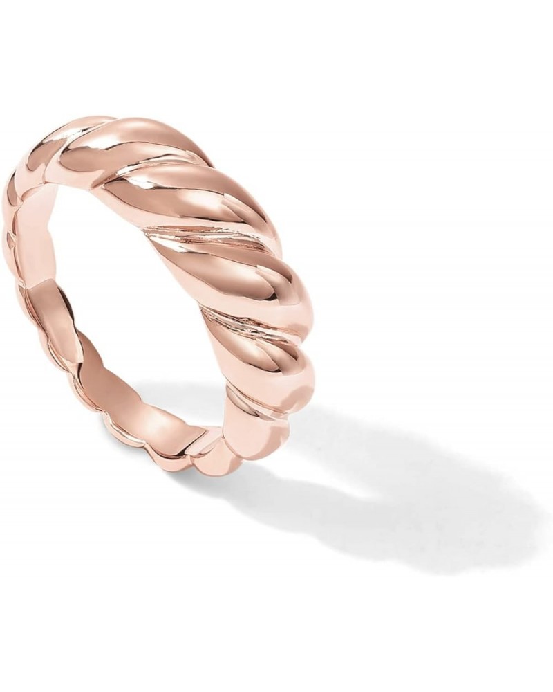 14K Gold Plated Croissant Dome Ring | Twisted Braided Gold Plated Ring | Chunky Signet Ring for Women 6 Rose Gold $14.01 Rings