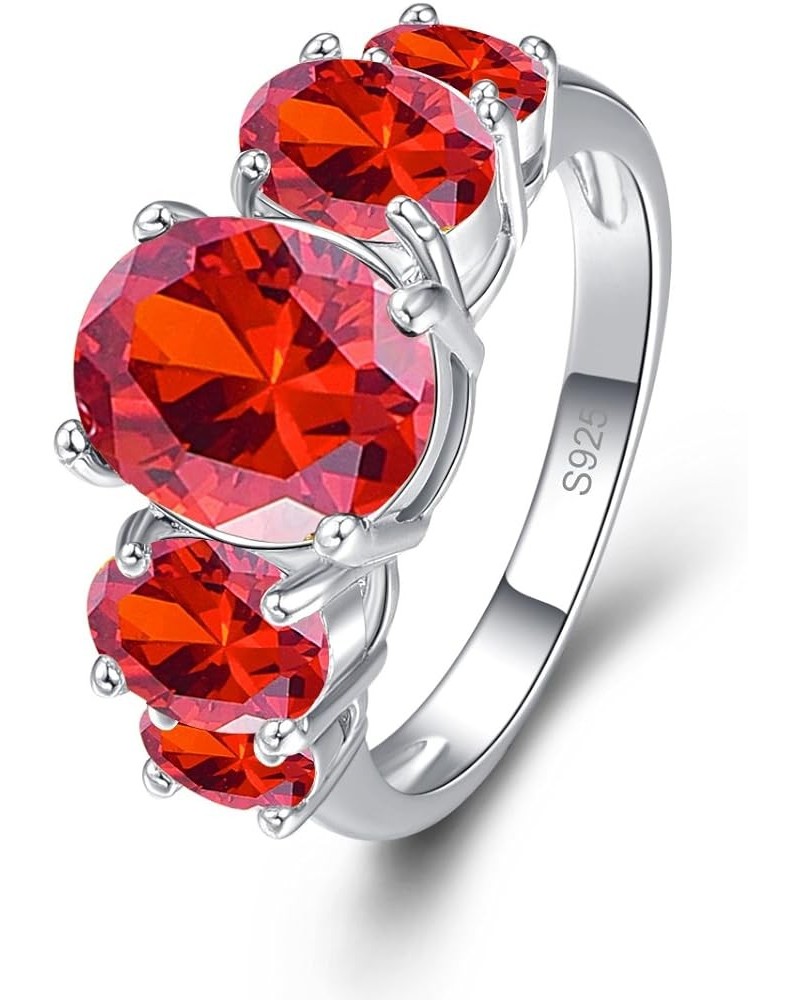 925 Silver Plated Ring Brilliant Oval Cut Citrine Wedding Engagement Ring for Women Size 8 US_12 Bright Red $5.39 Rings